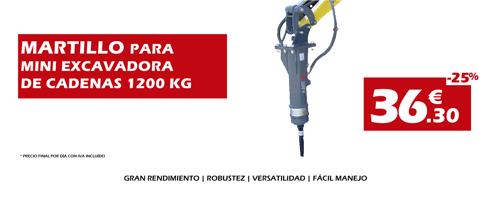 Alquiler Martillo para Miniexcavadora